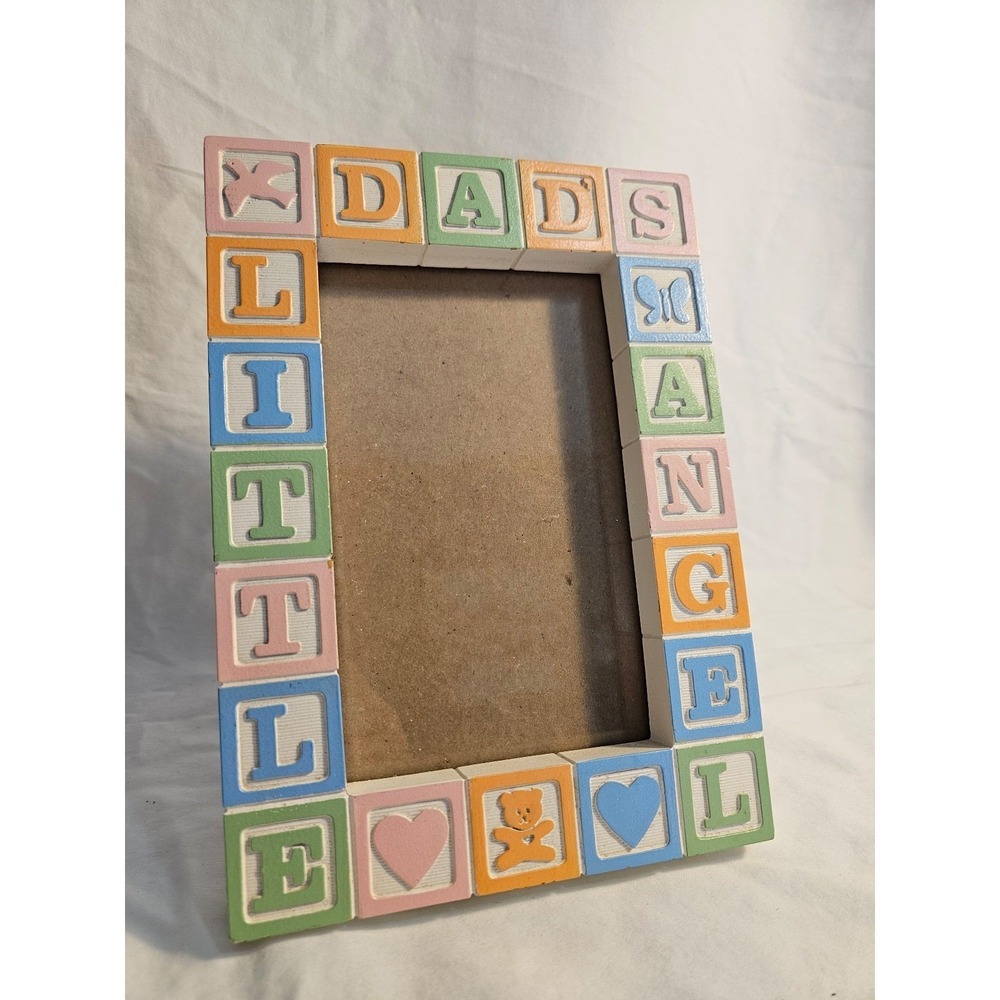 Abbey Press Dads Little Angel Wooden Alphabet Block Picture‎ Frame Pastel Multi